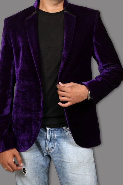 Royal Purple Velvet Blazer For Men - BL5023SNT – Saris and Things