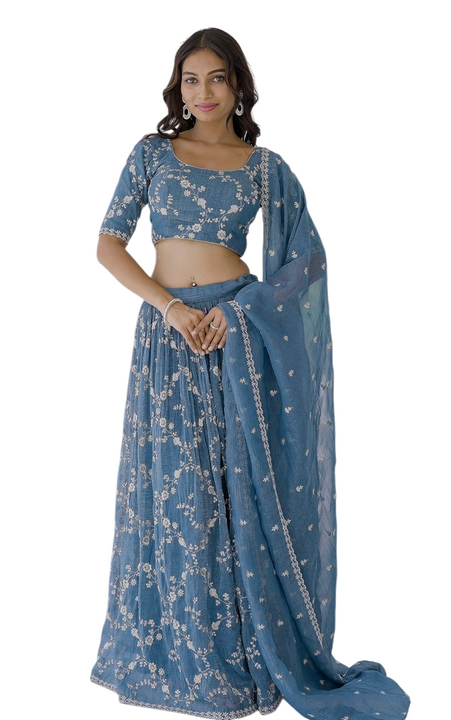 Modern Majestic Blue Lehenga Set – SNT-LV006