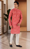 Designer Festive Wear Red Indo Western Cotton Kurta - RK4248