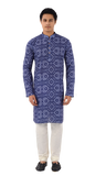 Designer Dark blue Indo Western Kurta with elegant White Design-RK4256