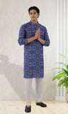 Designer Dark blue Indo Western Kurta with elegant White Design-RK4256