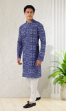 Designer Dark blue Indo Western Kurta with elegant White Design-RK4256