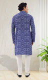 Designer Dark blue Indo Western Kurta with elegant White Design-RK4256