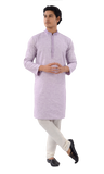 Designer Lavender delicately striped soft cotton Indo western kurta-RK4259