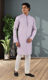 Designer Lavender delicately striped soft cotton Indo western kurta-RK4259