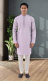 Designer Lavender delicately striped soft cotton Indo western kurta-RK4259