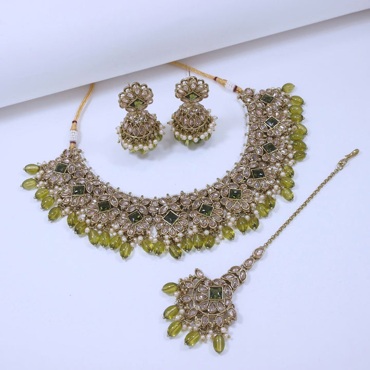 Gilded Garden Gold and Green Jewelry Set-SNTDC-30