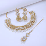 Pearl Elegance in Gold Necklace Set-SNTDC-31