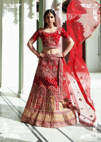 Buy Jheel Fashion Designer silk zari work red bridal Lehenga Choli at  Amazon.in