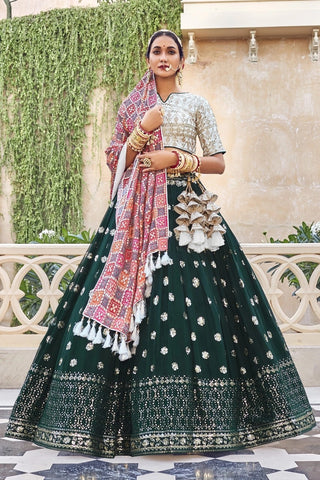 Photo of Sabyasachi bridal lehenga with green dupatta