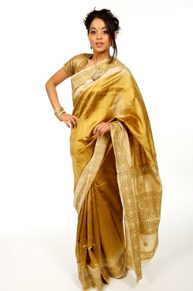 Rent Buy Sari Saree Indian wedding gold silk ships from u.s.a. usa ...