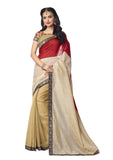 Red- silk Brasso - Organza stripe  Silk Saree