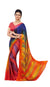 Beautiful Multi-Colored Graphic Print Exclusive Designer Satin Saree D-115