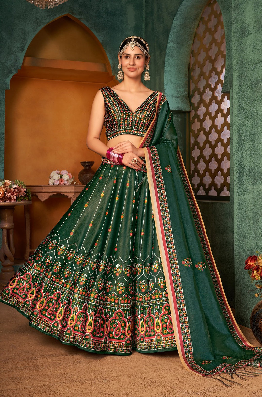 Banarasi Silk Jacquard Work Orange Color Traditional Part Wear Lehenga  Choli -5482162402