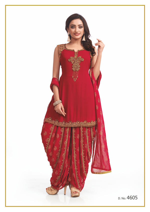 Ruby and Gold Festive Patiyala Suit