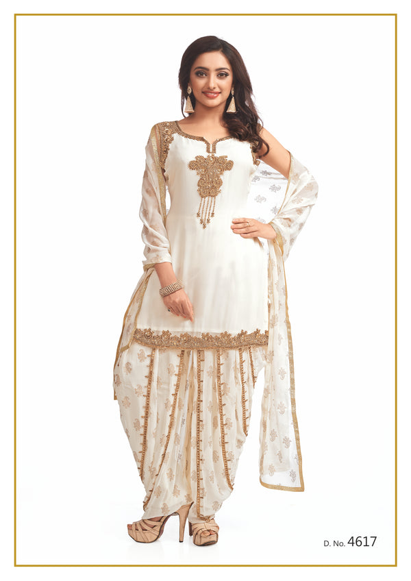 Ivory and Gold Festive Patiyala Suit