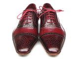 Paul Parkman Men's Side Handsewn Captoe Oxfords Red/Bordeaux Shoes (Id#5032) Size 12-12.5 D(M) US