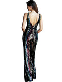 Jovani Multi Sequin V Neck Prom Jumpsuit Dress