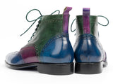 Paul Parkman Wingtip Ankle Boots Three Tone Blue Purple Green (ID#777-BLU-PRP) Size 11.5 D(M) US