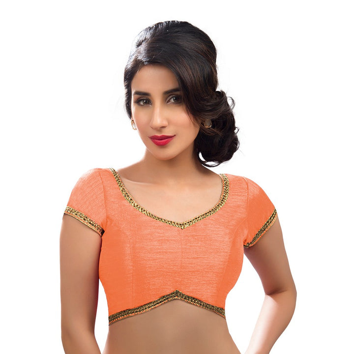 Readymade Peach Saree Blouse, Indian Blouse, Indian Readymade Saree Blouse