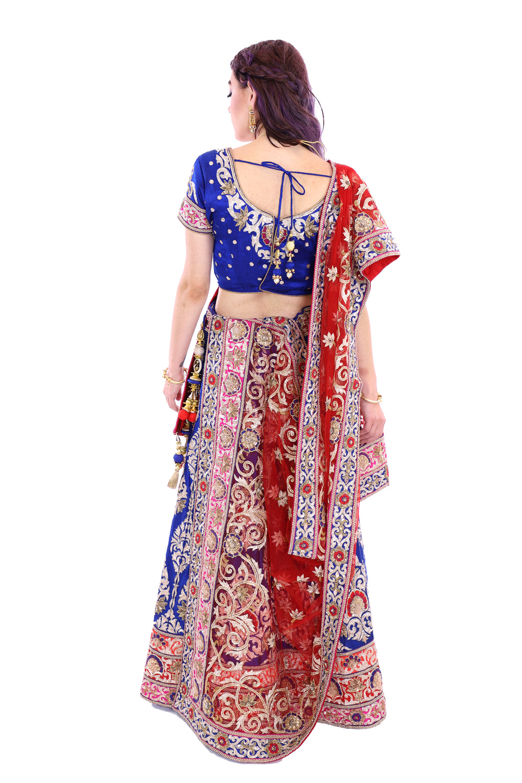 Blue And Pink Banarasi Art Silk Lehenga Choli - Lehengas Designer Collection