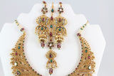 Magnificent Multi-Colored Indian Bridal Jewelry with Earrings and Tika