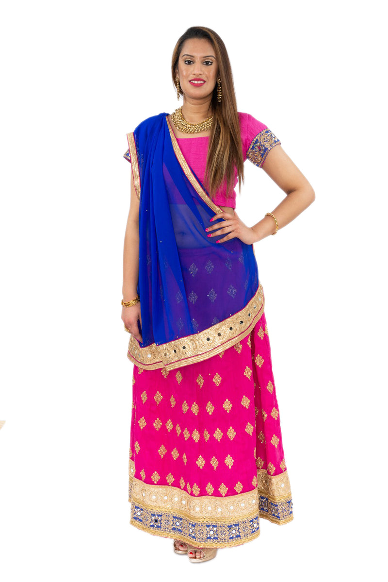Lehenga | Pink half sarees, Lehenga color combinations, Lehenga designs  simple