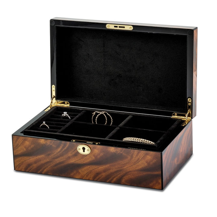 Tiger Wood Veneer High Gloss Finish Multi Use Locking Collector Box