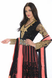 Rich Black and Coral with Lace Overlay Indo Western Indian Gown