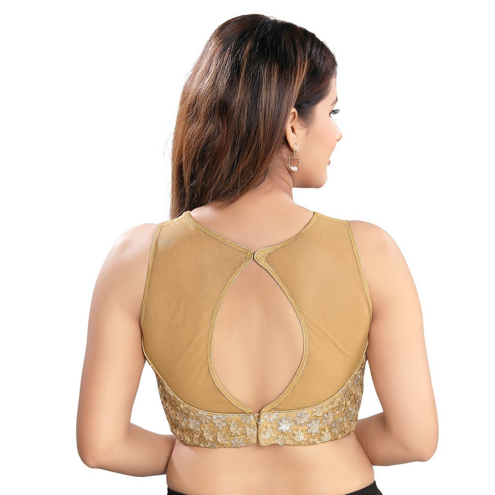 Magnificent Golden Designer Indian Boat Neckline With Transparent Net –  Saris and Things