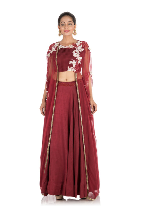 Crop top Lehenga and Cape