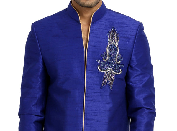 Blue Classy Indo Western Sherwani for Men – Saris and Things