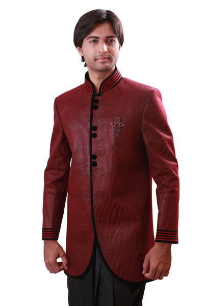 Burgundy Indian Wedding Indo-western Sherwani For Men – Saris And Things