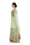 Heavy Hand Embroidered Pastel Green And Maroon Jacket Lehenga Set