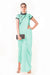 Mint Green Draped Dhoti With Shaded Palla & Patta Work Croptop