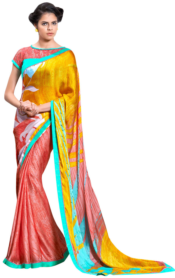 Digital Print Sensual Crepe Silk Saree Sari D-304