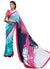 Digital Print Blue & Pink Shaded Crepe Silk Saree Sari D-310