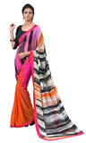 Digital Print Crepe Silk Vivacious Shaded Saree Sari D-318