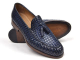 Paul Parkman Woven Leather Tassel Loafers Navy Shoes (ID#WVN44-NAVY) Size 8-8.5 D(M) US